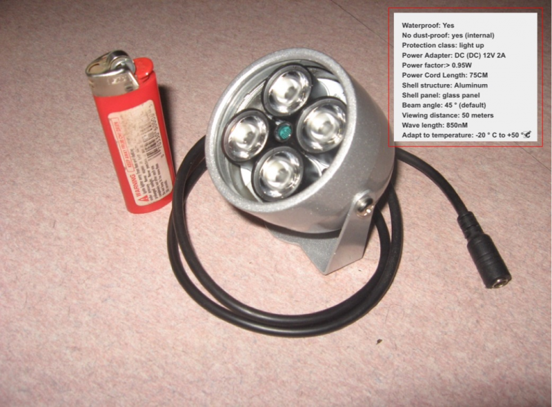 12vdc 2A 850nm ir illuminator. $40.00 inc.